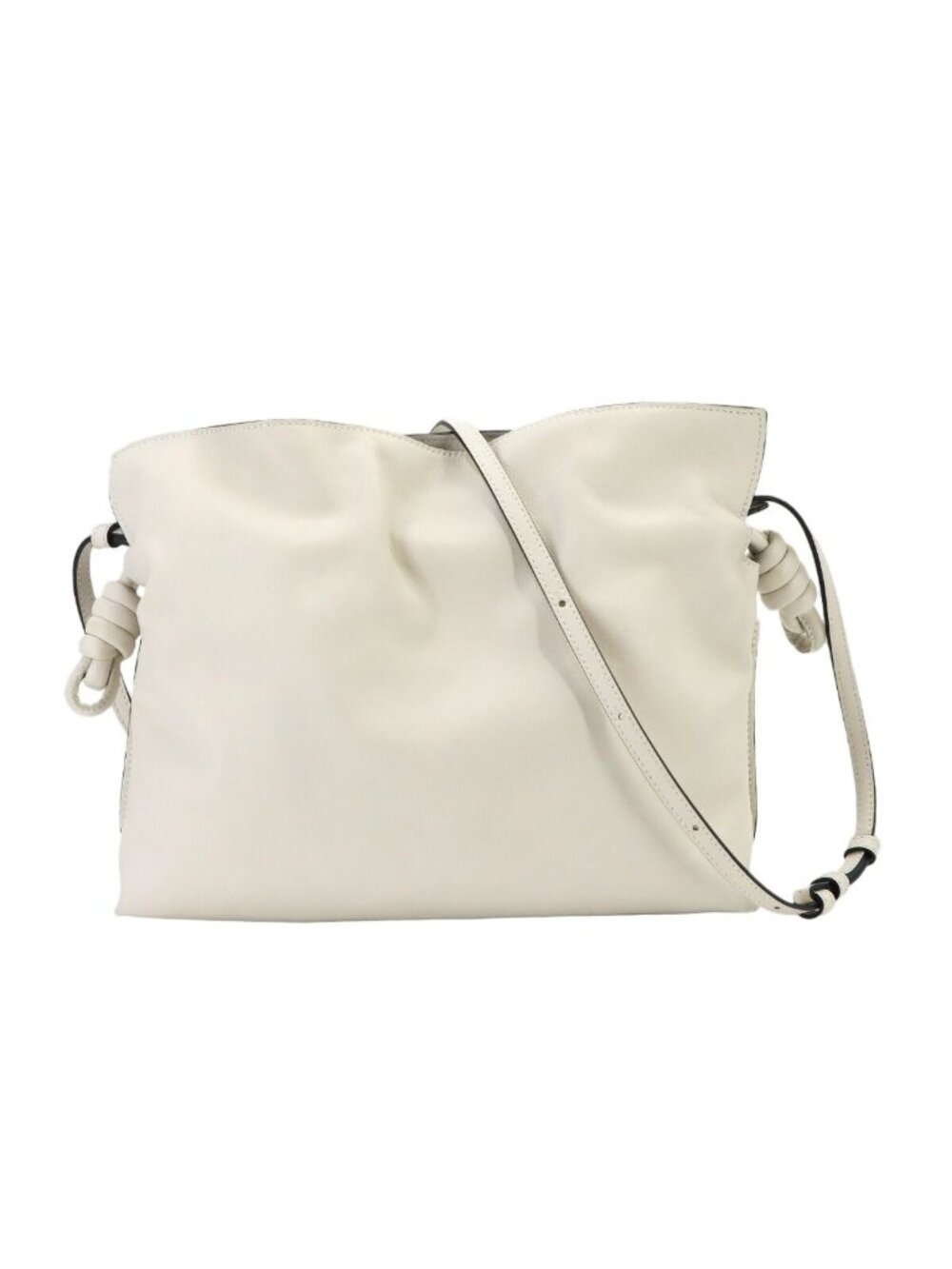 Loewe Flamenco Clutch Medium Shoulder Bag Leather White Gold